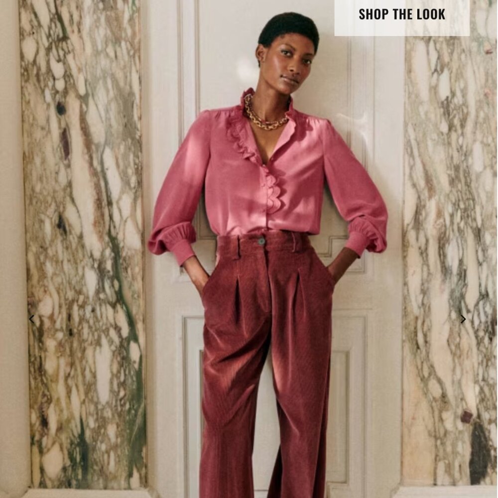 Sezane Chlo Shirt Size 34 Fuchsia Silk